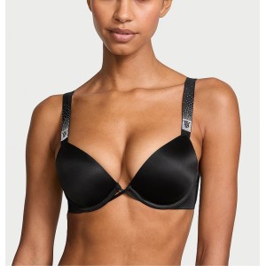 Комплект Push Up Scattered Shine Strap Bra Thong Set Black
