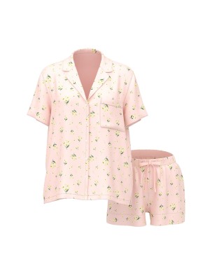 Пижама Signature Satin Short Pajama Set Sheer Blush Floral