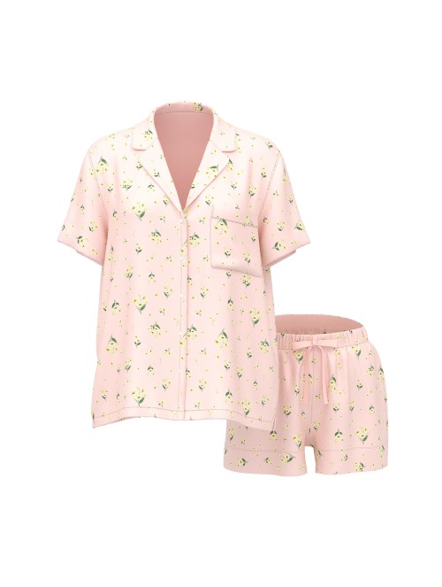 Піжама Signature Satin Short Pajama Set Sheer Blush Floral