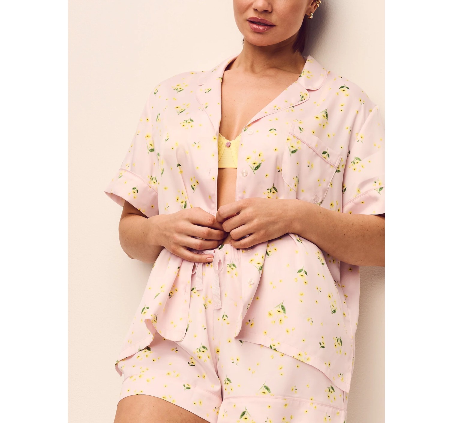 Пижама Signature Satin Short Pajama Set Sheer Blush Floral