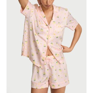 Пижама Signature Satin Short Pajama Set Sheer Blush Floral