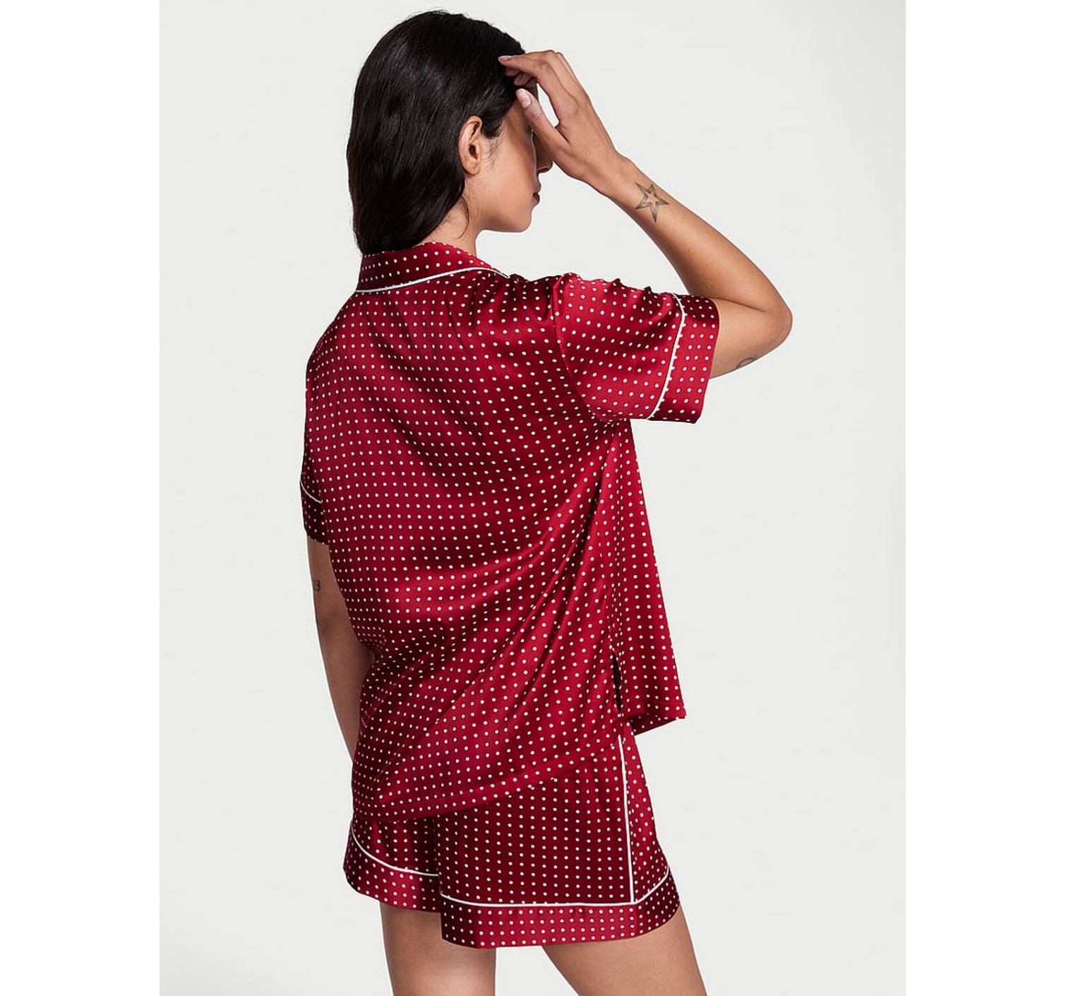 Піжама Glazed Satin Short Pajama Set Burgundy Dot
