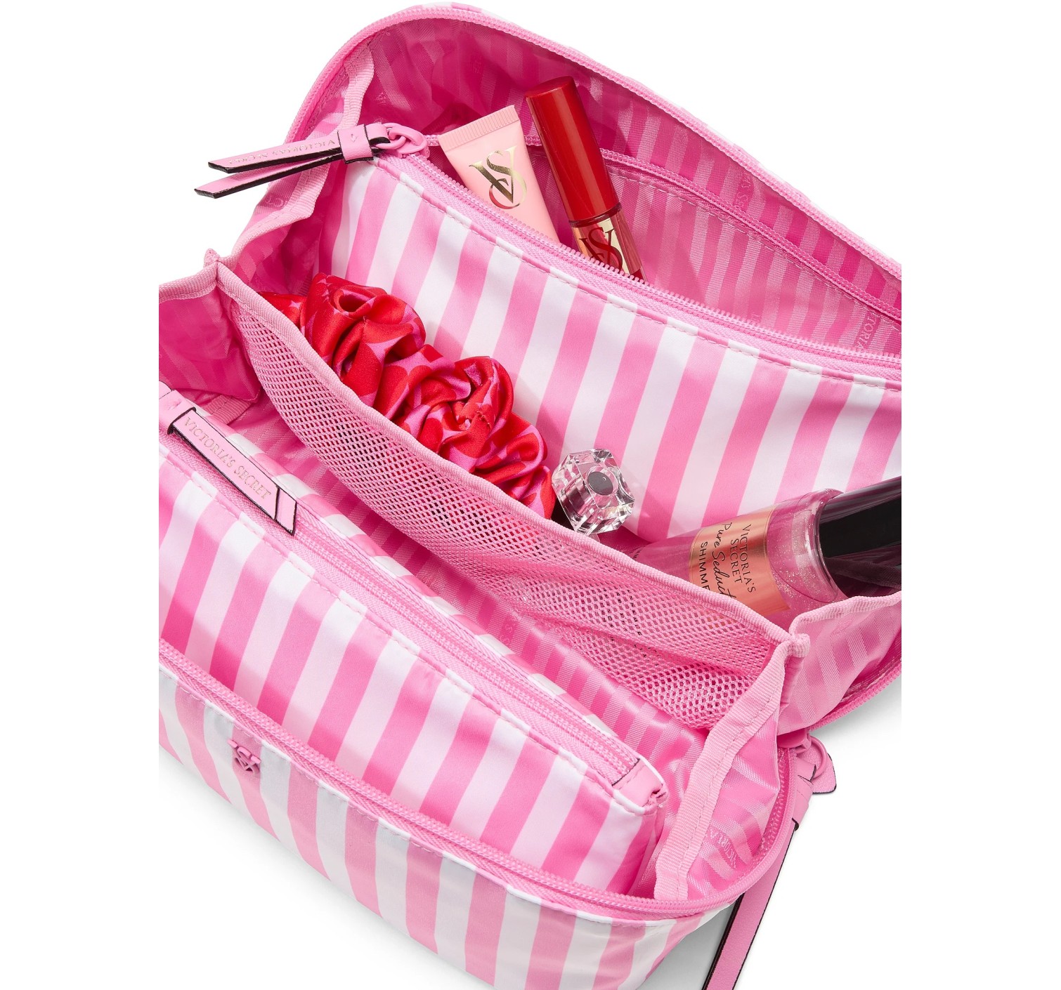 Косметичка 3-Piece Expandable Travel Makeup Bag Pink Stripe