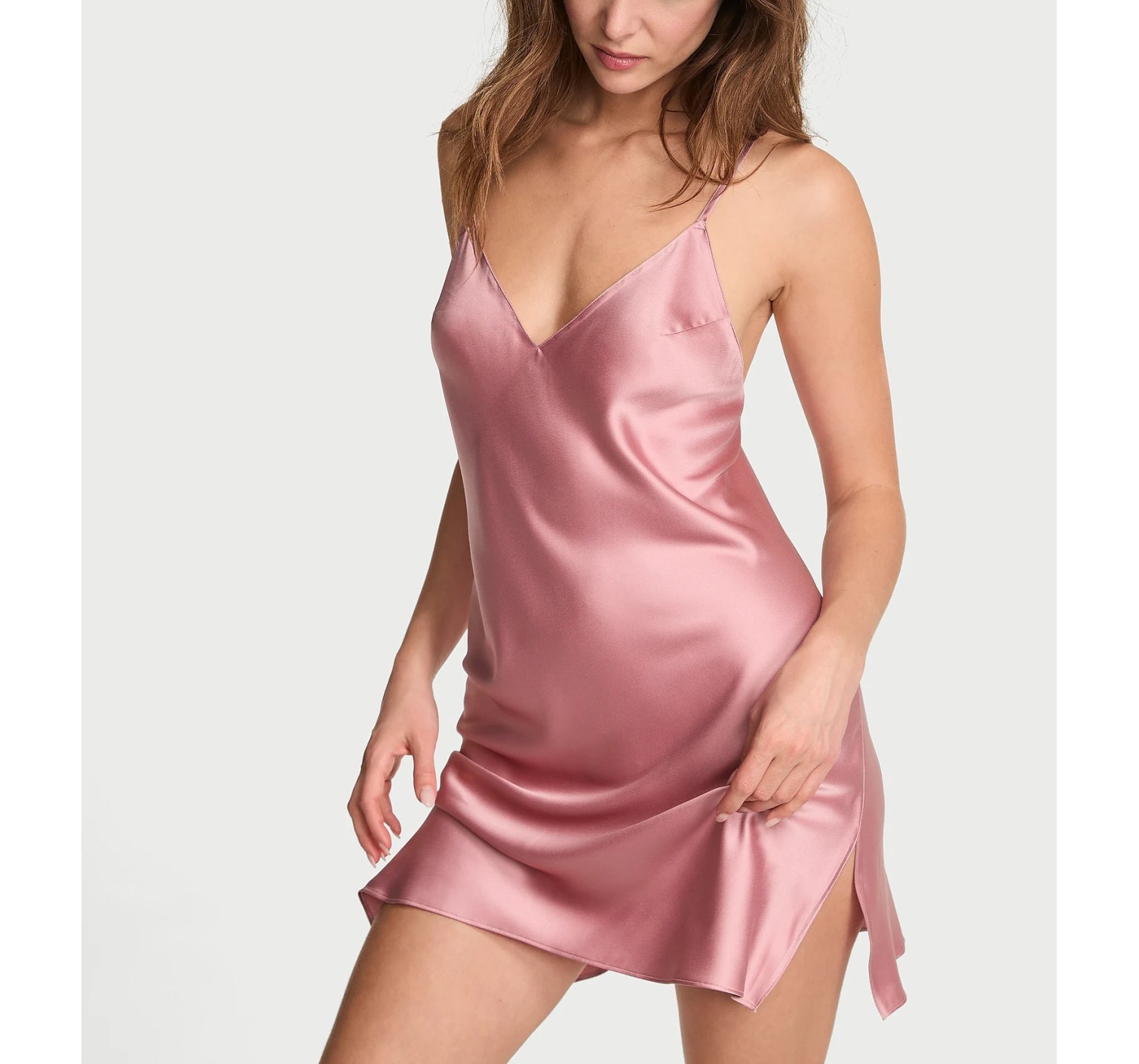 Пеньюар Satin Open-Back Slip Dress Mauve Pink
