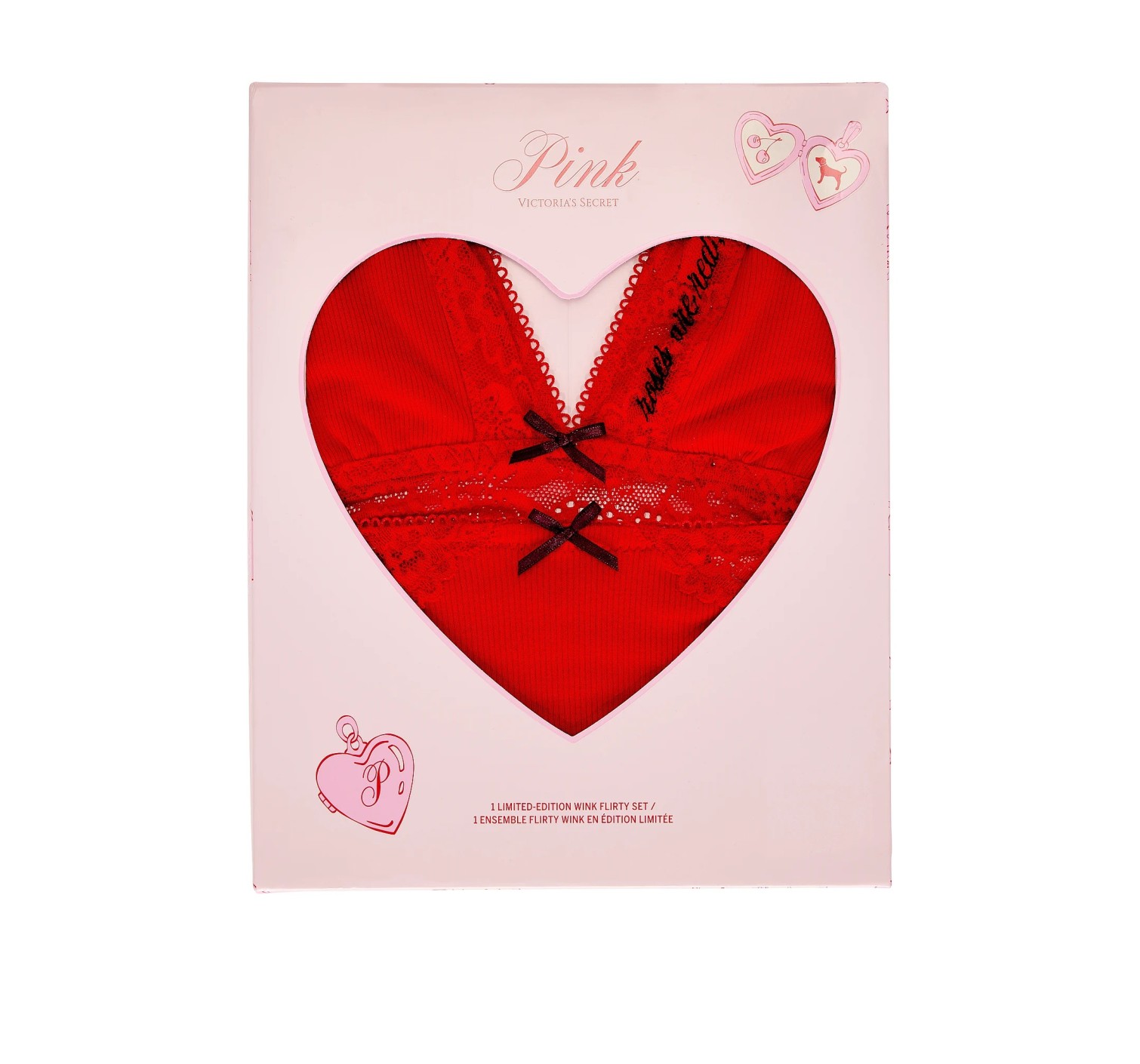 Комплект Limited-Edition PINK Wink Flirty Gift Set Bright Vermillion Forever Lace