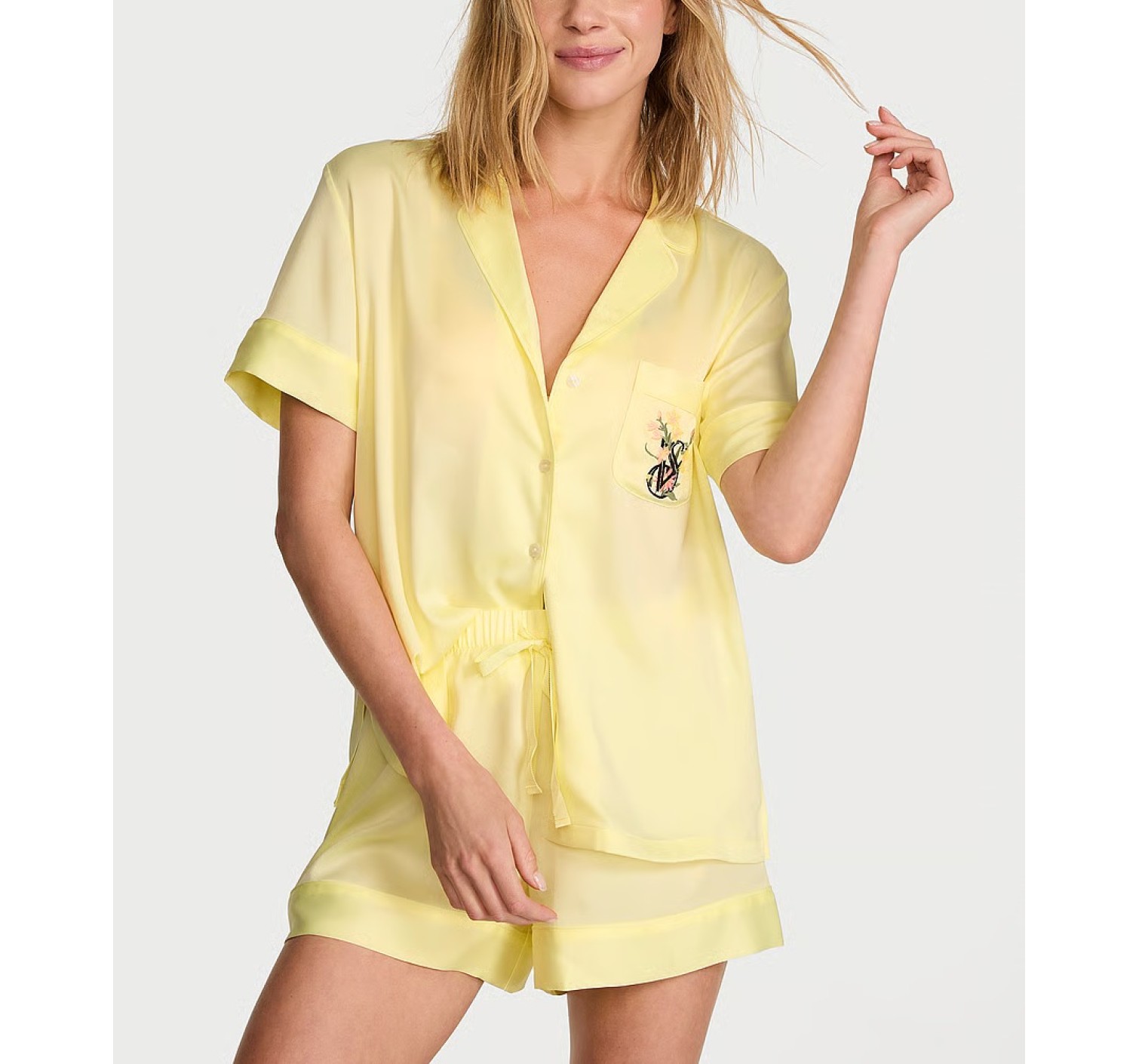 Пижама Signature Satin Short Pajama Set Lemonade