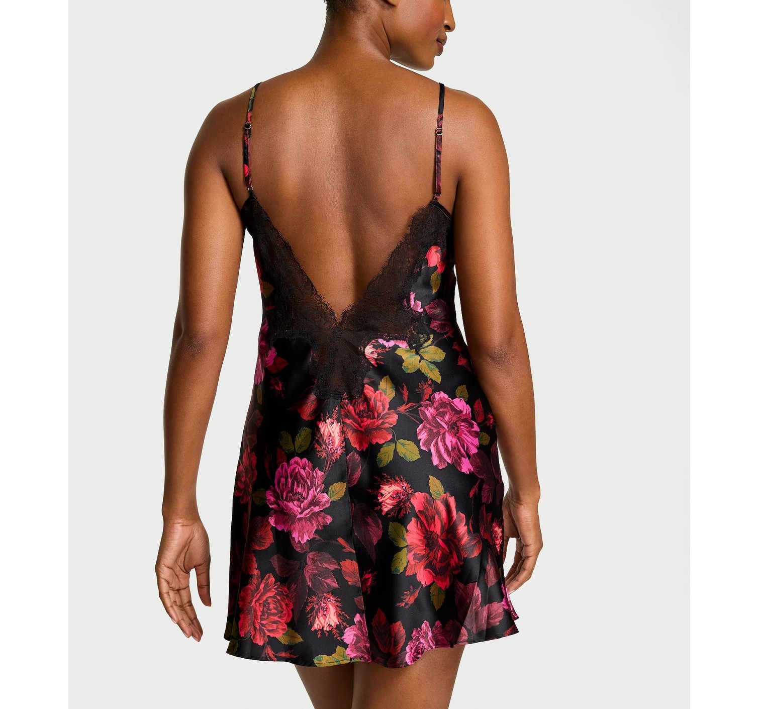 Пеньюар Satin Rose Lace-Trim Mini Slip Dress Floral