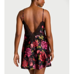 Пеньюар Satin Rose Lace-Trim Mini Slip Dress Floral