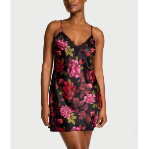 Пеньюар Satin Rose Lace-Trim Mini Slip Dress Floral