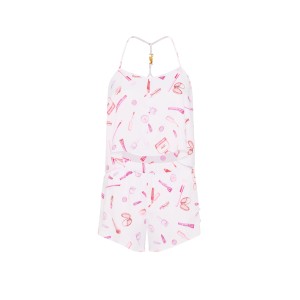 Піжама GRWPINK Satin Cami & Shorts Pajama Set White Makeup Print