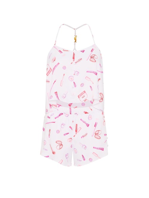 Піжама GRWPINK Satin Cami & Shorts Pajama Set White Makeup Print