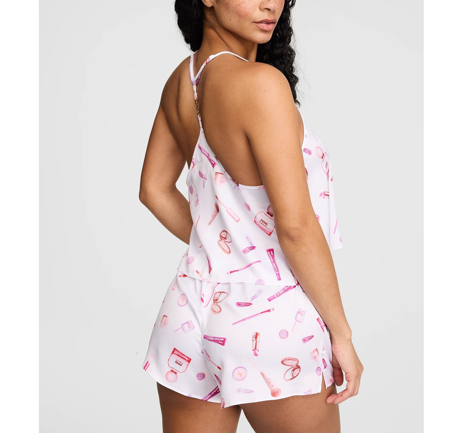 Піжама GRWPINK Satin Cami & Shorts Pajama Set White Makeup Print