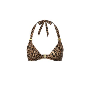 Купальник Essential Harlow Halter Push-Up Top Side-Tie Bikini Bottom Leopard