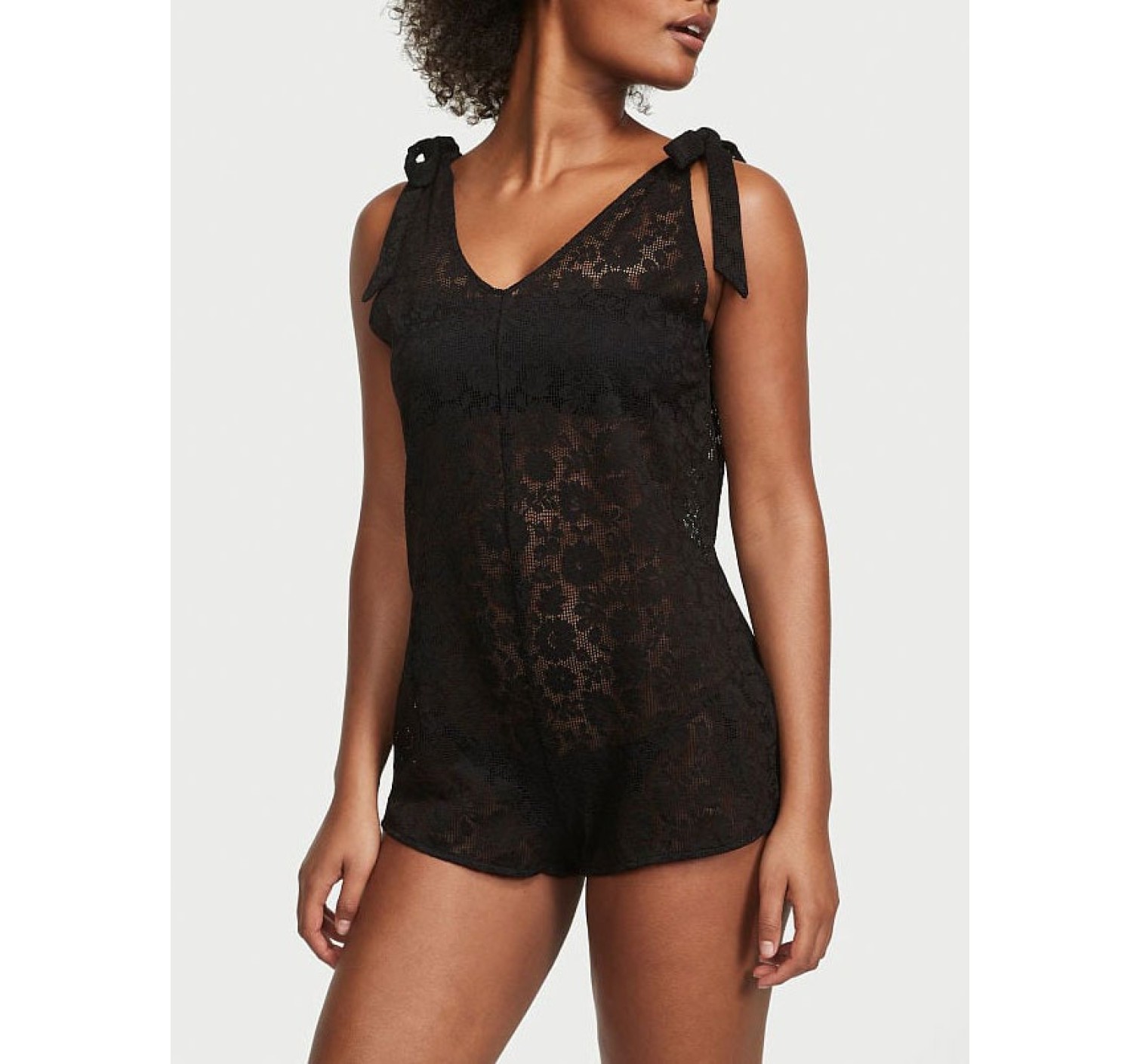 Ромпер Swim Crochet Lace Romper Cover-Up Black