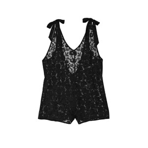 Ромпер Swim Crochet Lace Romper Cover-Up Black