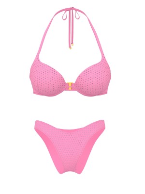 Купальник Bombshell Add-2-Cups Diamanté Push-Up Bikini Top Brazilian Bikini Bottom Pink Sugar Shine
