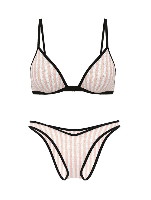 Купальник Heritage Stripe Sequin Triangle Top Brazilian Bikini Bottom