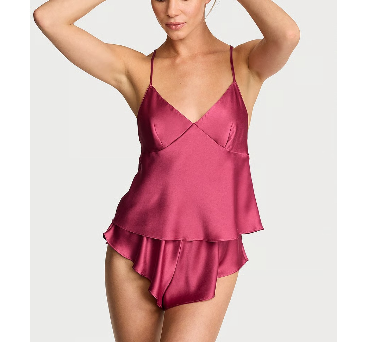 Піжама Satin Open-Back Cami & Shorts Set Peony Pink