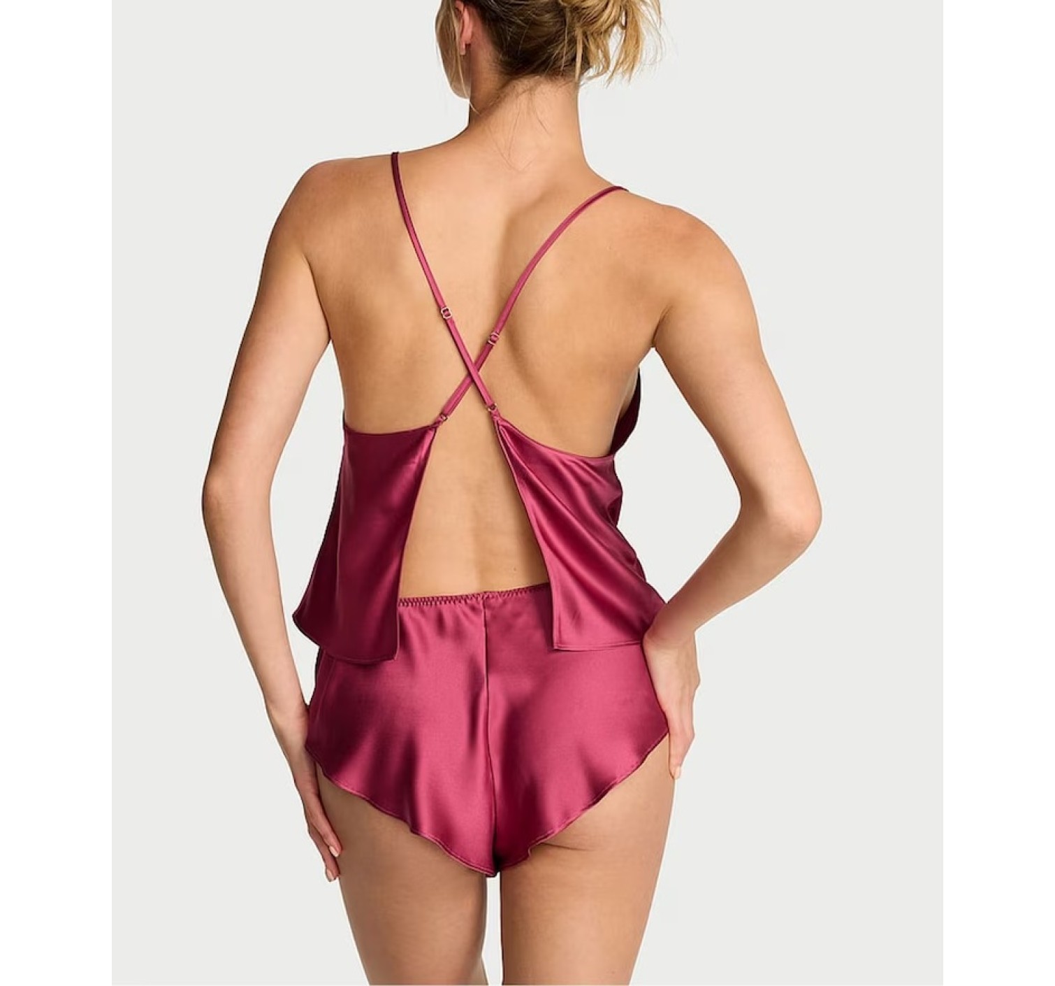 Піжама Satin Open-Back Cami & Shorts Set Peony Pink