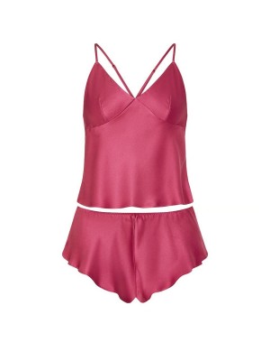 Пижама Satin Open-Back Cami & Shorts Set Peony Pink