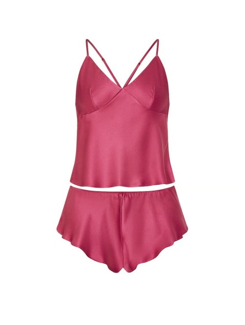 Піжама Satin Open-Back Cami & Shorts Set Peony Pink