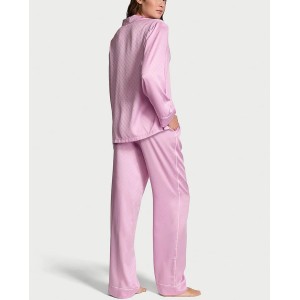 Пижама Glazed Satin Heart Long Pajama Set Bikini Pink Jacquard