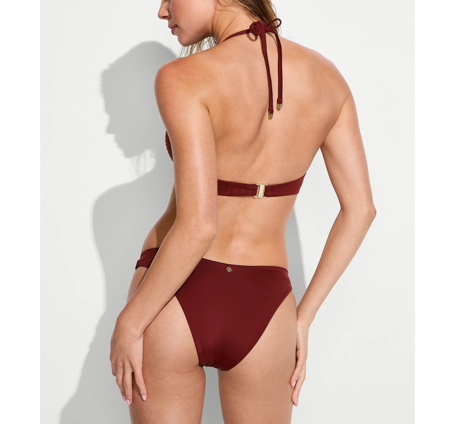 Купальник Bombshell Add-2-Cups Diamanté Push-Up Top Brazilian Bikini Bottom Dark Chili