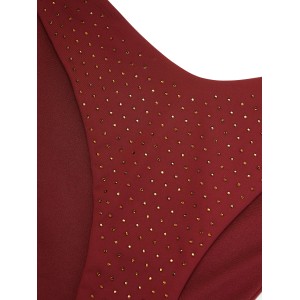 Купальник Bombshell Add-2-Cups Diamanté Push-Up Top Brazilian Bikini Bottom Dark Chili