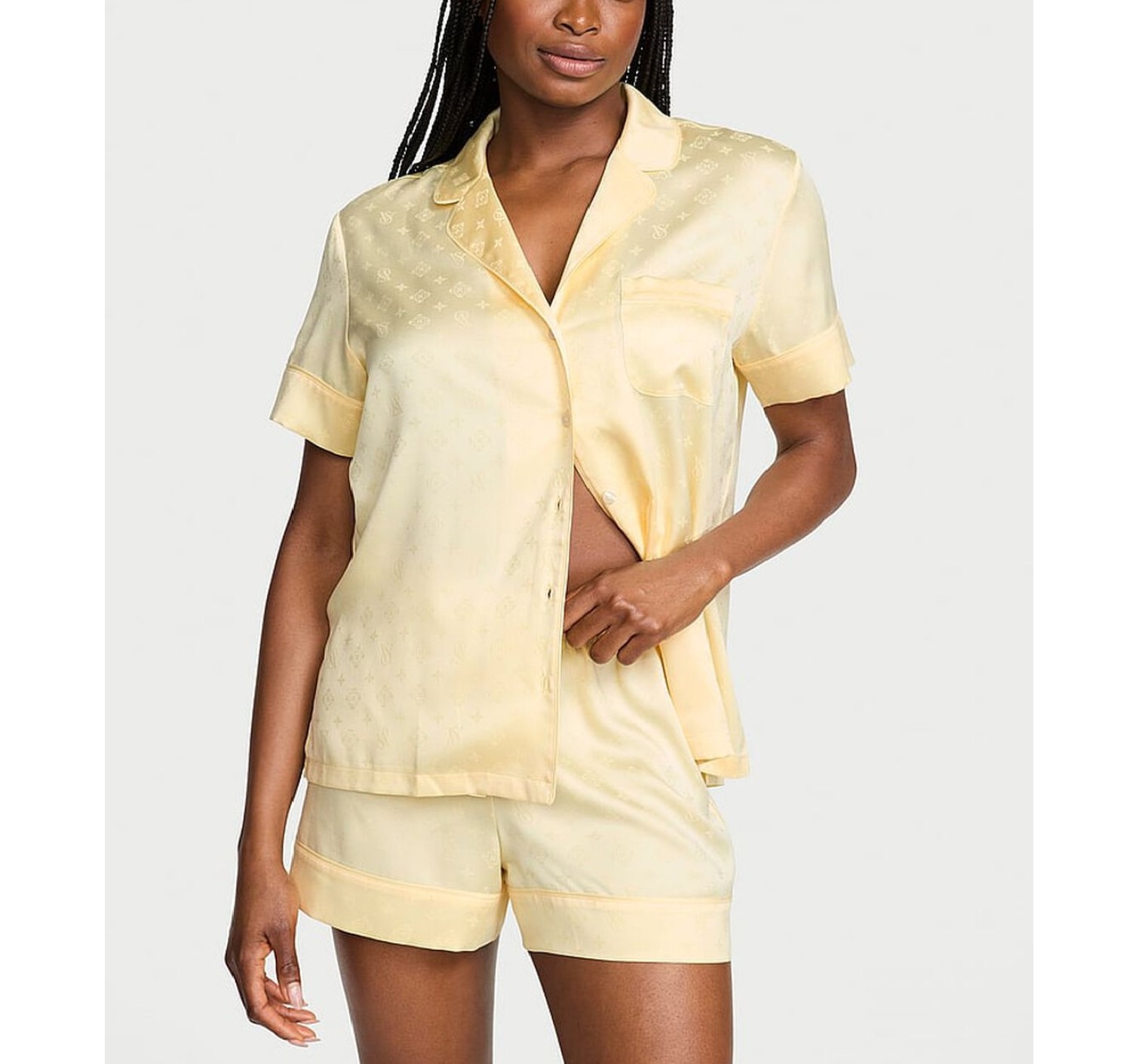  Піжама Glazed Satin Short Pajama Set Sunny Honey