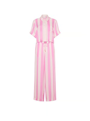 Пижама TENCEL Oversized Crop Short-Sleeve Long Pajama Set