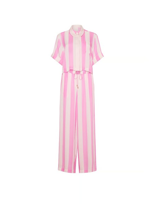 Пижама TENCEL Oversized Crop Short-Sleeve Long Pajama Set