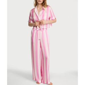 Пижама TENCEL Oversized Crop Short-Sleeve Long Pajama Set