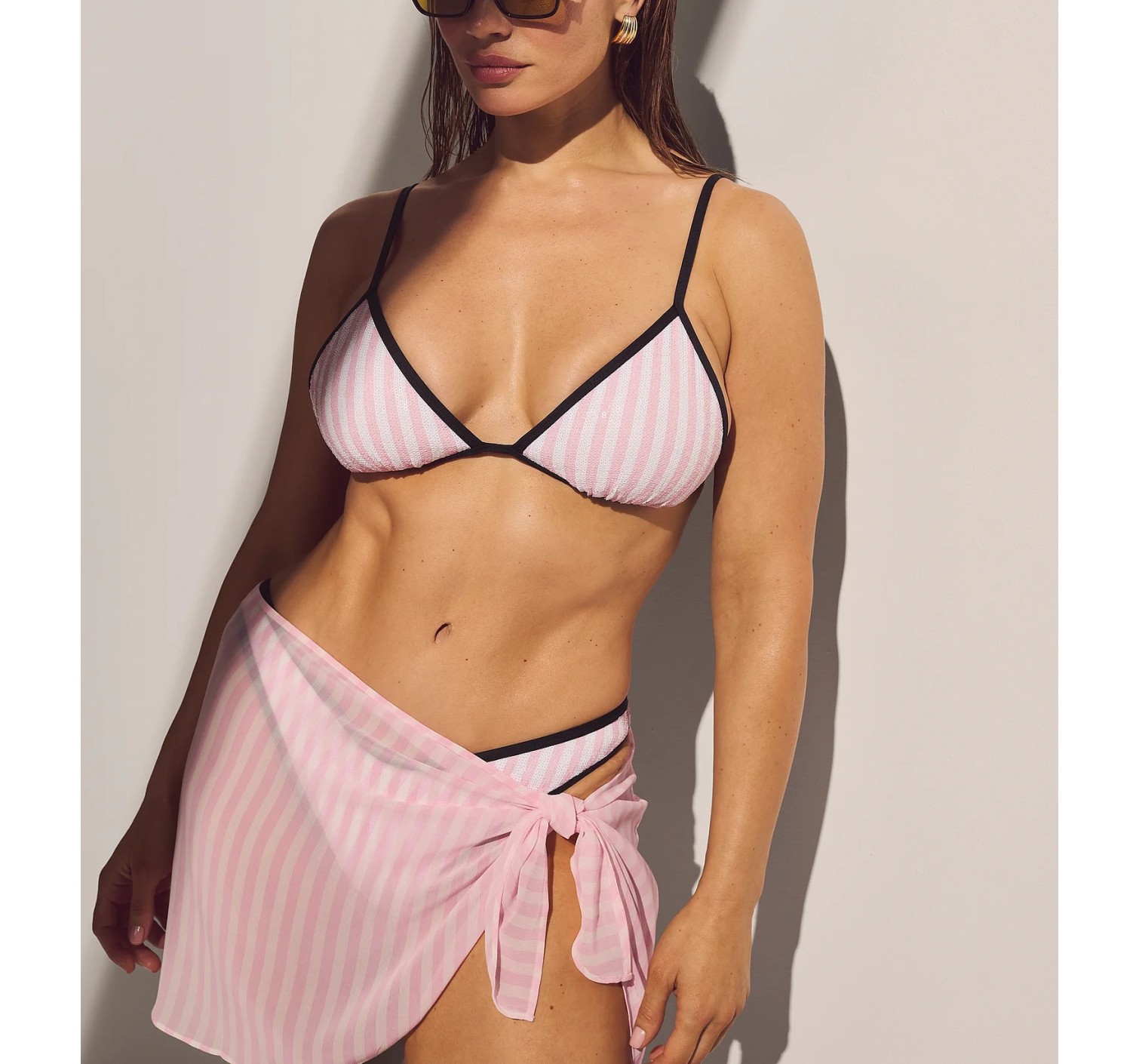 Купальник Heritage Stripe Sequin Triangle Top Brazilian Bikini Bottom