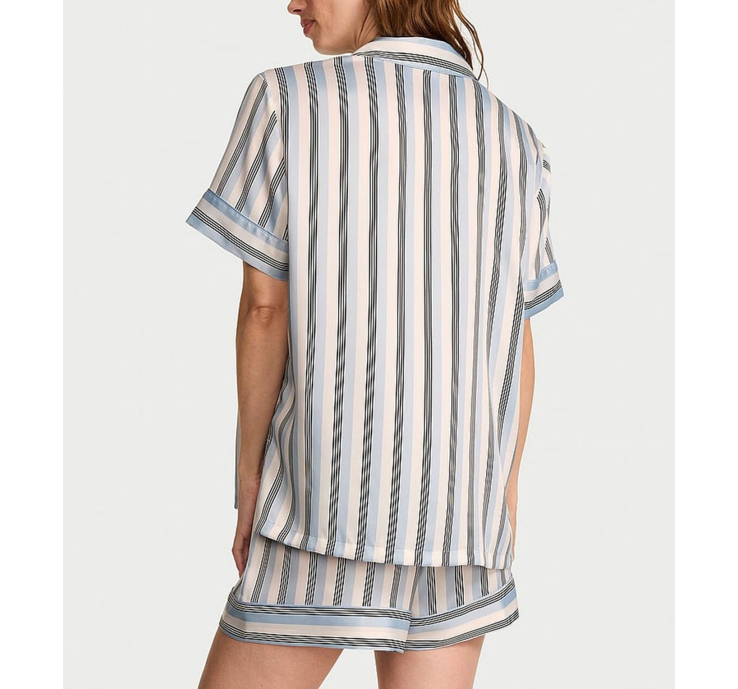 Піжама Signature Satin Short Pajama Set Celestial Blue Stripes