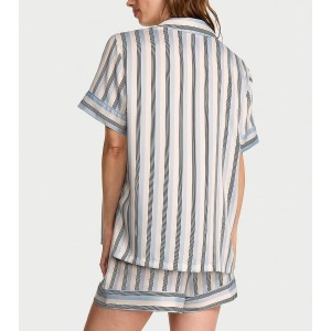 Піжама Signature Satin Short Pajama Set Celestial Blue Stripes