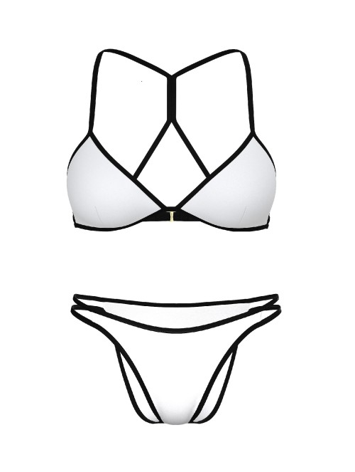 Купальник Archives Surf Scuba Triangle Bikini Top Strappy Cheeky Bikini Bottom VS White