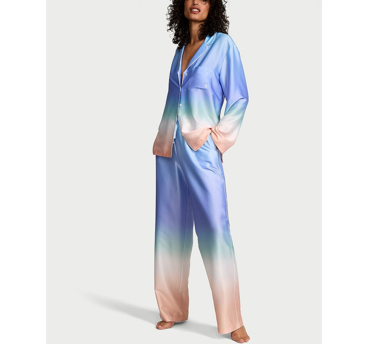 Пижама Glazed Satin Ombré Long Pajama Set