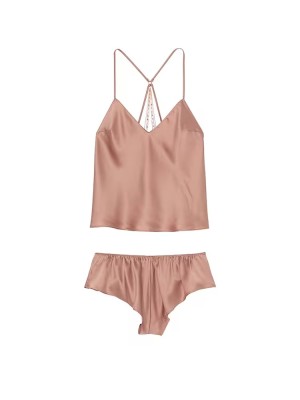 Пижама Embroidery Chain Detail Cami Set Almond Beige Nude Star