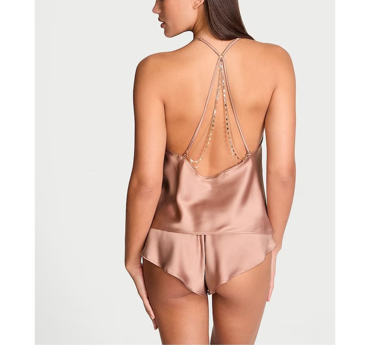 Пижама Embroidery Chain Detail Cami Set Almond Beige Nude Star