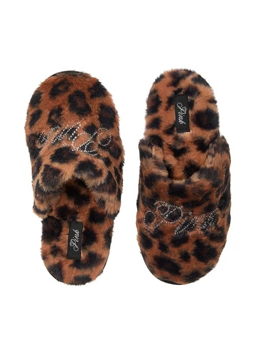 Домашні капці Faux Fur Slippers Brown Leopard 