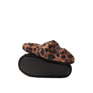 Домашние тапочки Faux Fur Slippers Brown Leopard