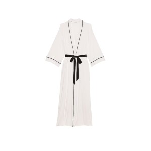 Халат Modal Soft Velvet Trim Maxi Robe Coconut White