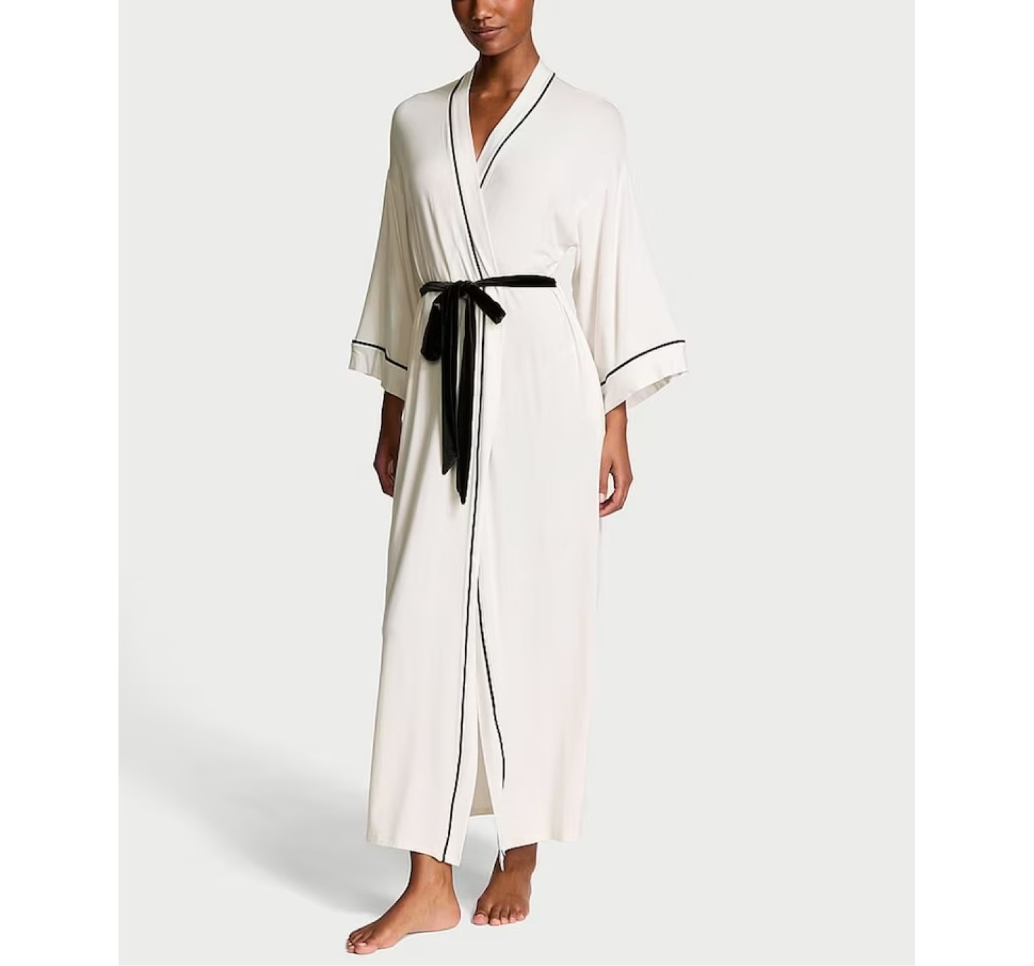 Халат Modal Soft Velvet Trim Maxi Robe Coconut White