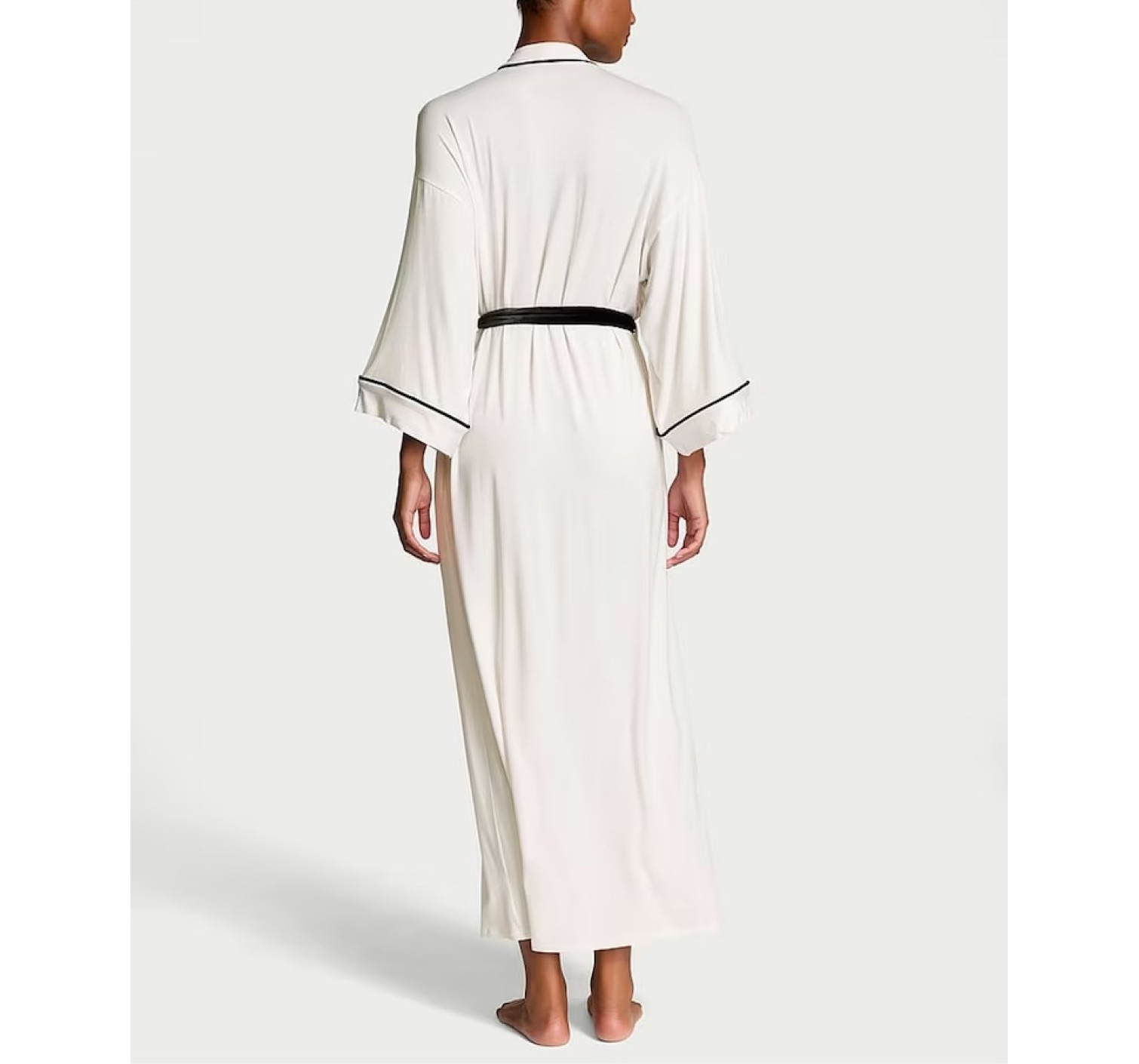 Халат Modal Soft Velvet Trim Maxi Robe Coconut White
