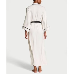 Халат Modal Soft Velvet Trim Maxi Robe Coconut White