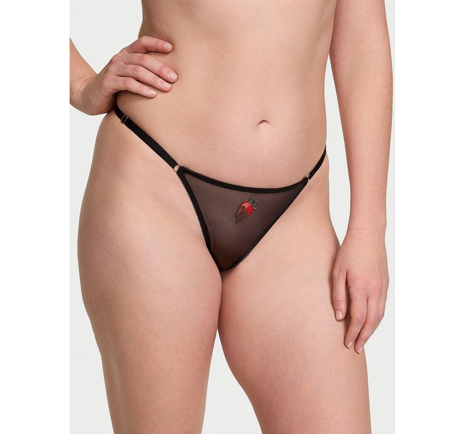 Трусики Mesh V-string Panty Strawberry Black