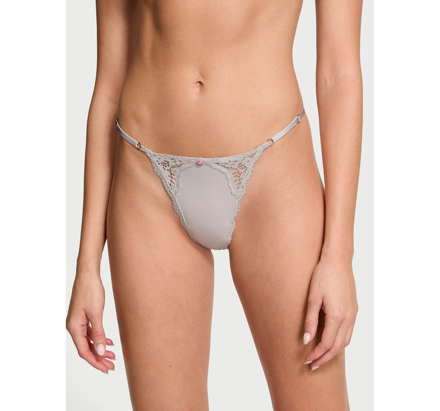 Трусики Lace Trim String Knickers Grey