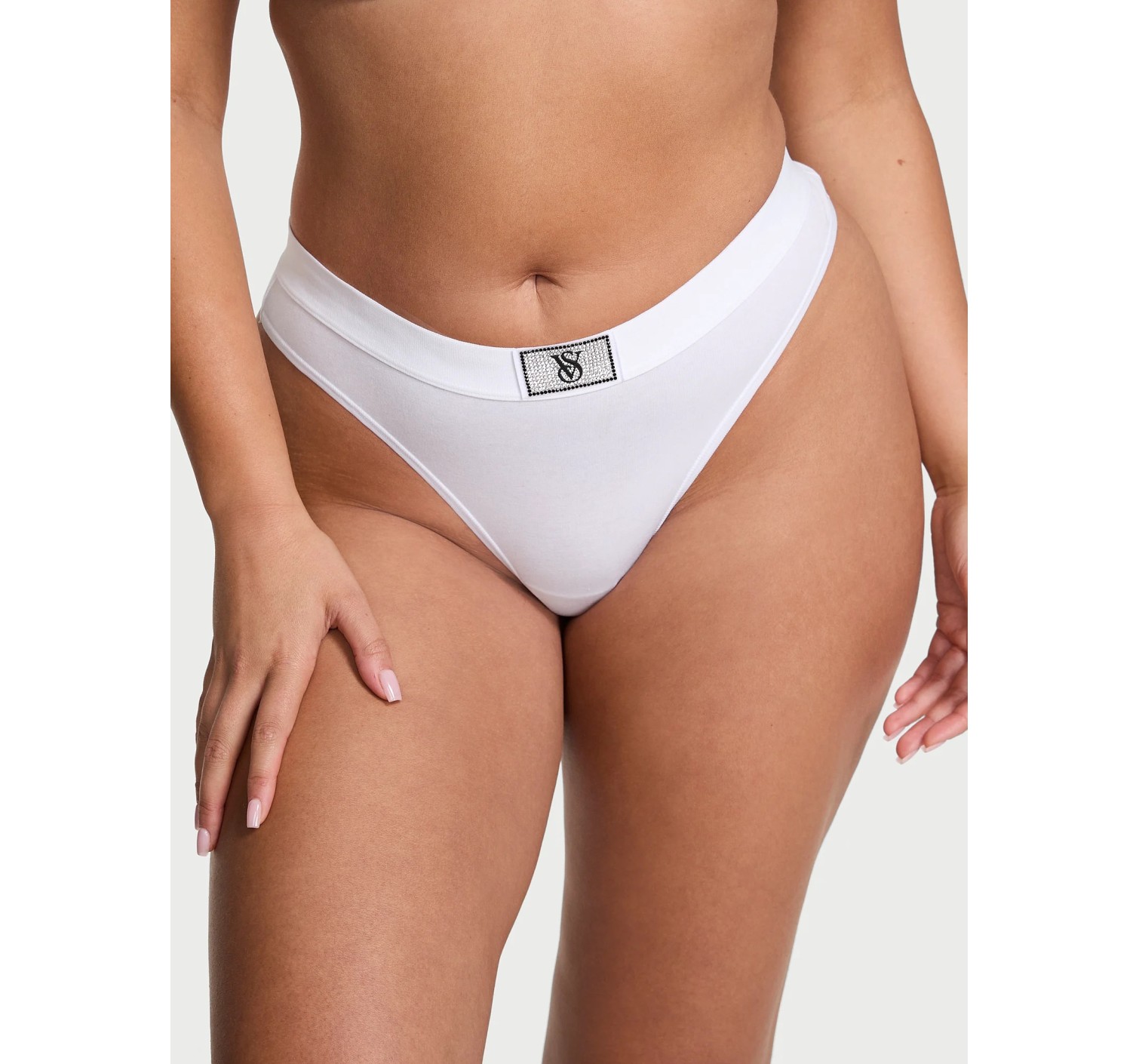 Трусики Logo Cotton Shine Patch Thong White