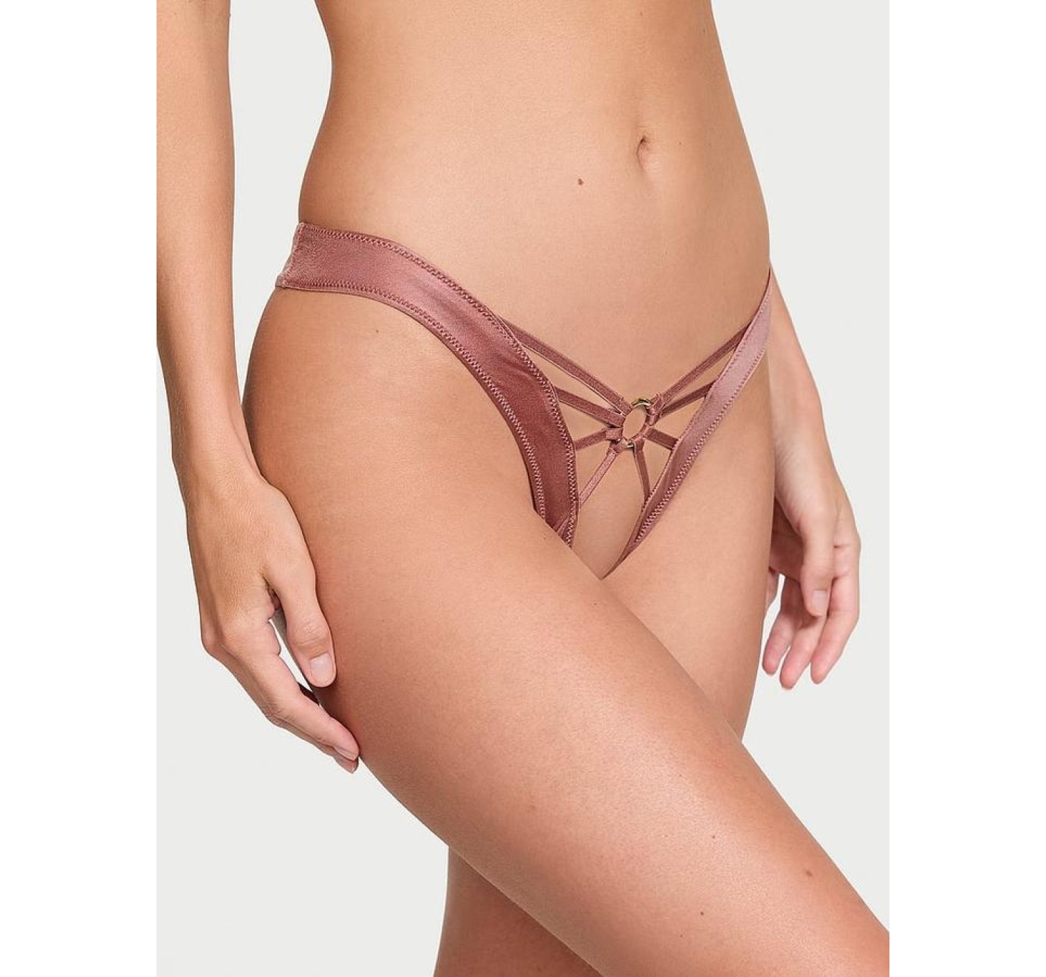 Трусики Strappy Crotchless Thong Knickers Rose