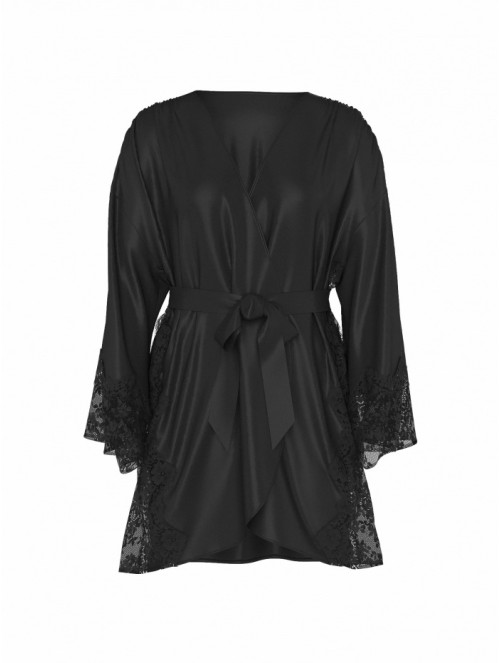Халат Black Satin Lace Trim Robe